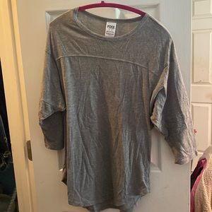 Grey 3/4 sleeve PINK tee